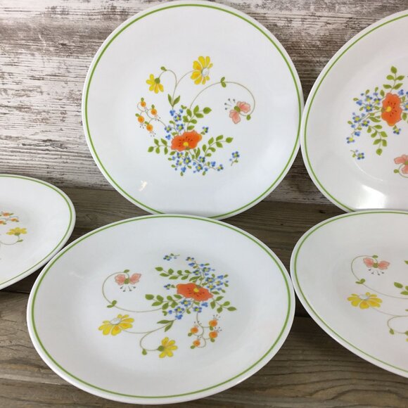 Set Of 7 Corelle Wildflower Luncheon Plates 8.5" Floral Design Vintage Dinnerwar - Picture 3 of 9